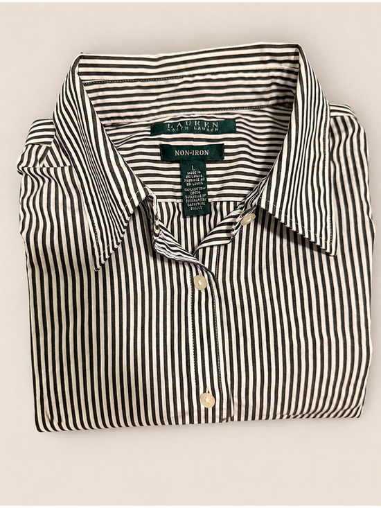 Lauren Ralph Lauren Tops - Lauren Ralph Lauren Black & White Vertical Stripe Button Up